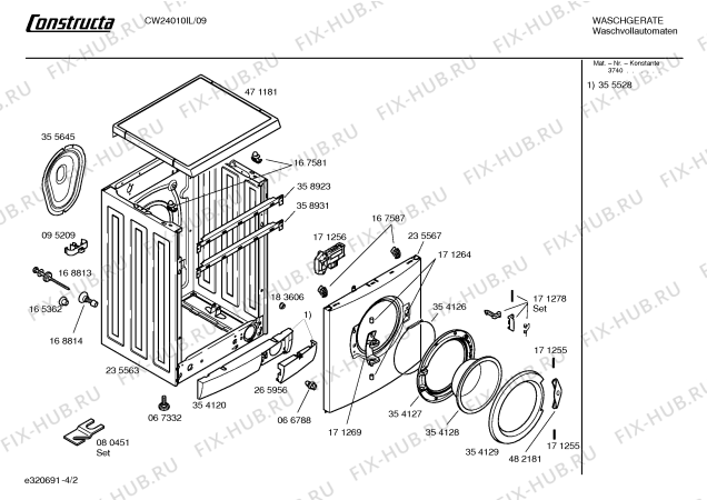 Схема №4 CW24010IL "Punkt" с изображением Панель управления для стиралки Bosch 00369692